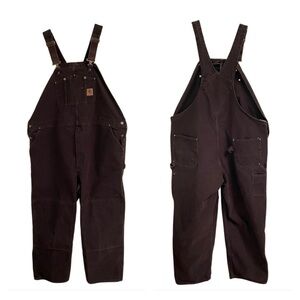 Vintage Carhartt R06DKB Bib Overalls Mens *50x32 Brown Double Knee Workwear